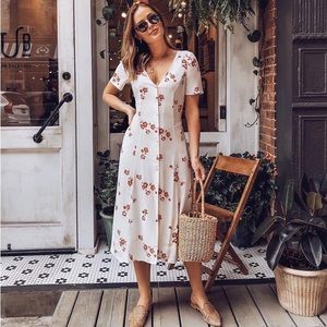 NWOT Reformation Magdalena Locklin Midi Dress